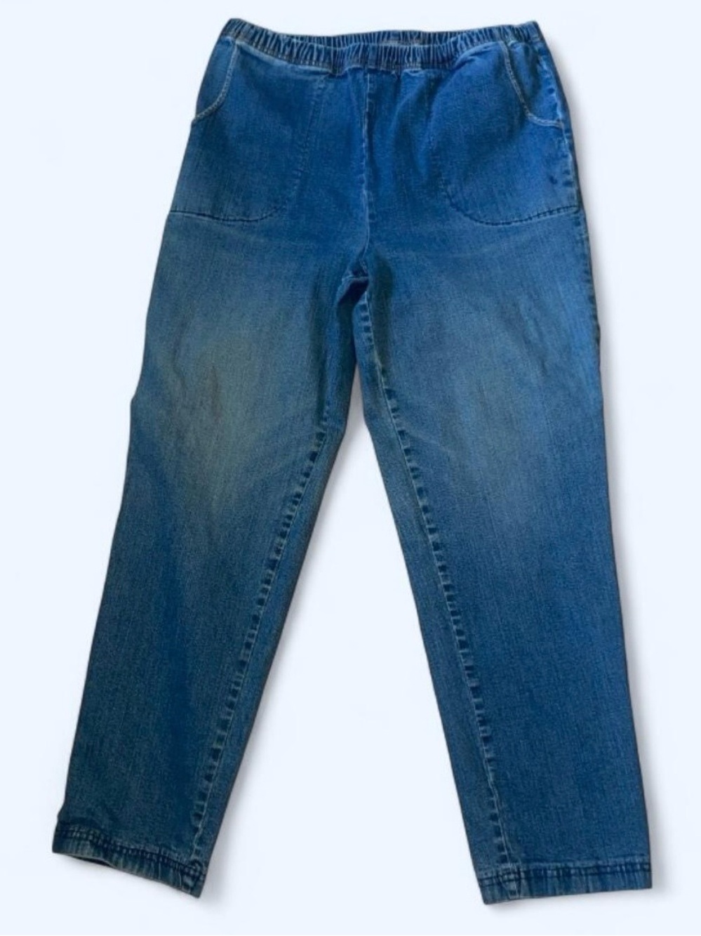 croft & barrow Women's Straight-Leg Blue Jeans pull on Elastic Waistband